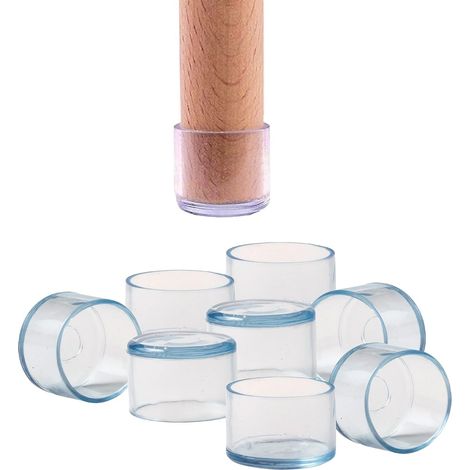 Patins de Chaise en Silicone - 16 Pièces - Transparent Souples - Protection Sols Anti-Rayures - Pour Pieds Ronds Bois Métal - Diamètre 30 mm (1/5)