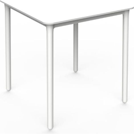 Garbar – Table carrée 70x70 cm pour 2 à 4 personnes – Polypropylène et fibre de verre – Résistante aux UV et intempéries – Blanche