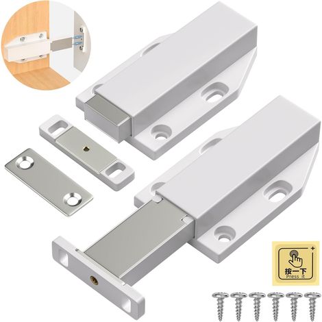 Magnetischer Schiebeverschluss für Schranktüren (2er-Pack), magnetischer Schiebeverschluss für Schubladen (für Kleiderschränke), magnetischer Schiebeverschluss für Schranktüren, magnetischer Türschlie