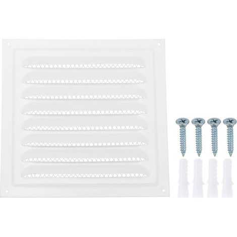 Blanc Grille de Ventilation Murale Extérieure en Acier Inoxydable20x20CM, Couvercle de Sortie d'Air Hvac avec Grille d'Aération à Persiennes en Maille pour Ventilation de Cuisine (1/5)