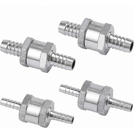 Jeu de 4 clapets anti-retour pour carburant, 6/8/10/12 mm, en alliage d'aluminium, marqués d'une flèche, pour véhicules diesel et essence, bateaux et motos. (1/5)