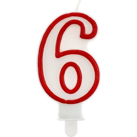 Candela numero 6 con contorno rosso (1/3)