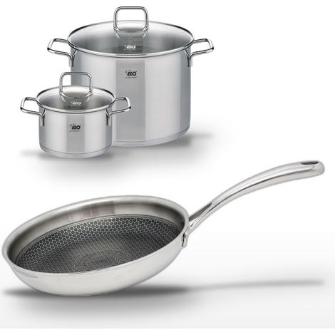 Lot Poêle 28 cm Elo Relief Evolution & 2 Faitouts 20/26 cm (1/5)