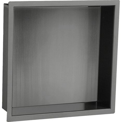 JTP Vos Square Shower Niche 300mm H x 300mm W - Brushed Black (1/2)