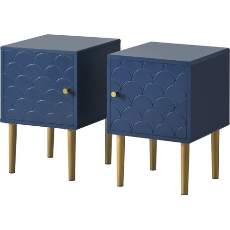[NOUVEAU] Lot de 2 tables de chevet, table de chevet, table d’appoint, bleu marine, table basse adaptée à tous les lits et chambres - H50/B35/T35 cm (1/5)