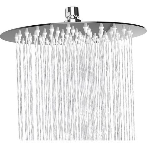 Pommeau de Douche à Effet Pluie, Pommeau de Douche à effet Pluie Haute Pression en Acier Inoxydable, Douche Cascade de Salle de Bain, Support Mural et Plafond Universel (20cm Chromée) (1/5)