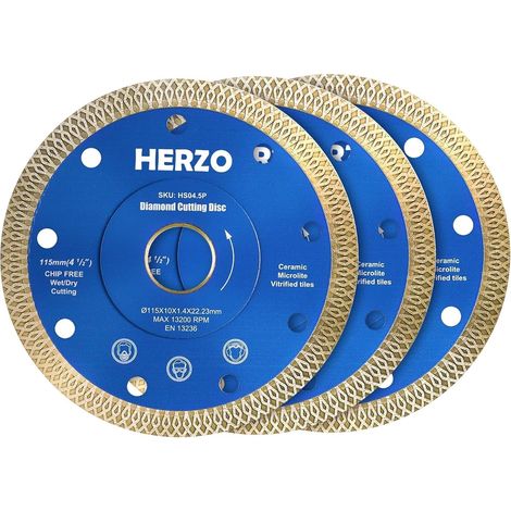 Lot de 3 - Disque Diamant - Meuleuse D'angle - Coupe Carrelage Grès Cérame Porcelaine - Bord Turbo Refroidissement - Pour Carreleur Bricoleur - Argent - 115x22,23mm (1/5)