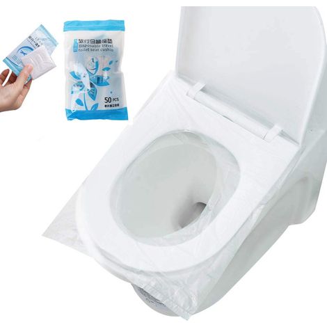 Protège Cuvette WC - 50 Pièces - Plastique Polyoléfine - Imperméable Antibactérien - Voyage Camping Toilettes Publiques - 40x48cm (1/5)
