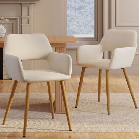 Lote de 2 sillas y sillones de mesa de terciopelo beige HOLY (1/5)
