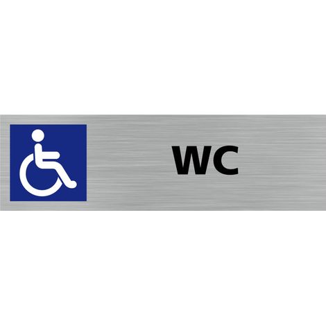 Pictogramme WC HANDICAPE (Q0394).- Plaque aluminium brossé - (1/5)