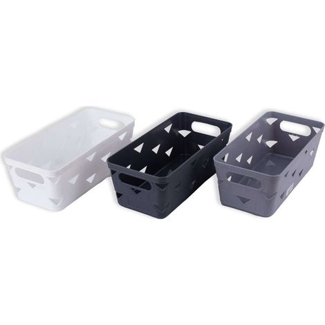 TRADE SHOP - Set 2 Pz Cestino Porta Tutto Oggetti Organizer Rettangolare 25.3x12.3x9 Cm 10714 - (1/5)