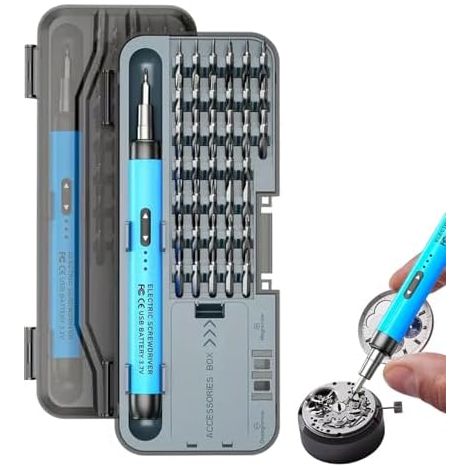 Tournevis de précision - Kit 46 en 1 sans fil rechargeable USB, outil compact pour batterie de voiture, camion, travaux informatiques quotidiens. (1/5)