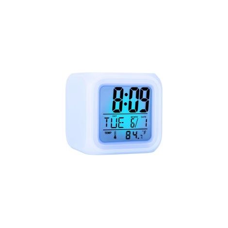 Dieser farbenfrohe, quadratische Wecker mit farbwechselnder LED-Hintergrundbeleuchtung (sieben Farben) ist ein ideales Geburtstagsgeschenk für ein Kind. - Crezuo