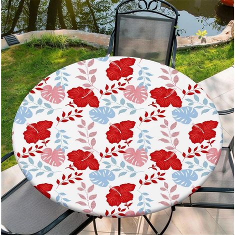 Housse de table ronde élastique 90 cm - Imperméable et lavable pour intérieur et extérieur