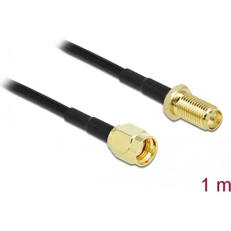 Delock Cable de antena de macho RP-SMA a hembra RP-SMA LMR/CFD100 1 m low loss