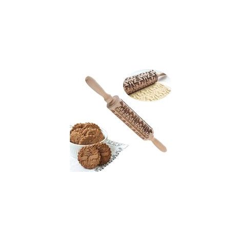 Nudelholz mit Rentiermuster – Weihnachtsnudelholz, perfekt zum Backen von Plätzchen mit Prägemuster – ein Backzubehör für Fudge und Pizza – Crezuo