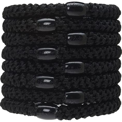 Gomas para el pelo, negras, juego de ocho - Excepcionalmente seguras con sujeción suave (1/4)
