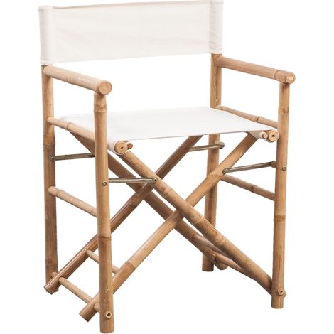 Lot de 2 Chaise de jardin，Chaise pliable Bambou et toile CFW3898152 (1/5)