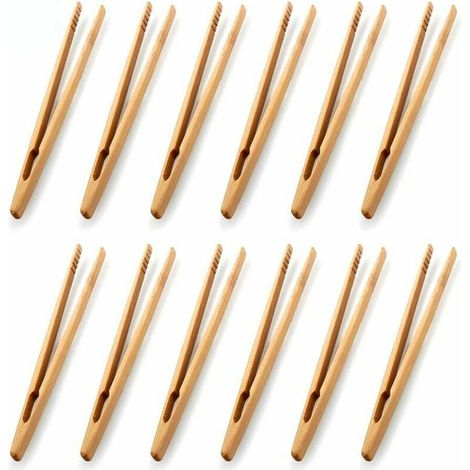 Pinces à toast en bambou BF (lot de 12), ustensiles de cuisine en bambou, sucre, salade en bambou, pinces à thé Kongfu (1/5)