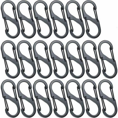 Lot de 20 mini mousquetons en aluminium lgers et tanches pour randonne camping pche et voyage noir couleurs multiple ABRI DE (1/4)