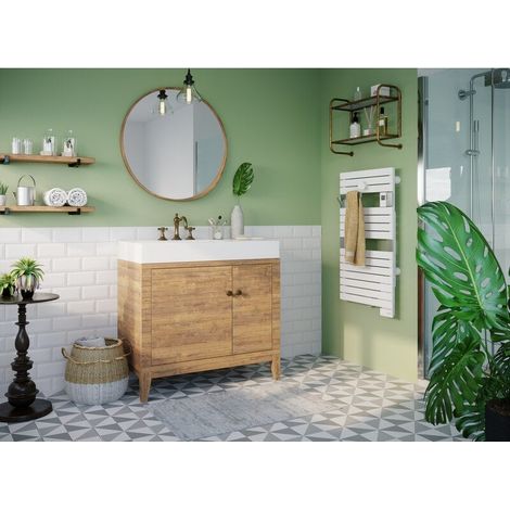 Sauter – Sèche-serviette électrique 500W – Hauteur 99,5 cm x Largeur 55 cm – Inertie fluide pour salle de bain – Acier blanc (1/3)