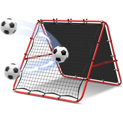 TolleTour Juego de 2 redes de fútbol plegables de doble cara 120 x 120 cm con objetivo 420D, ángulo ajustable, para pases rasos, balones altos, voleas y entrenamiento de portero