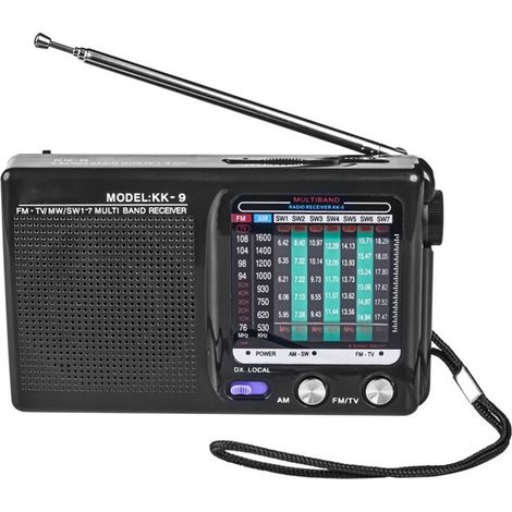 Radio Portable AM ​​/ FM / SW pour Utilisation IntéRieure, ExtéRieure et D'Urgence avec Haut-Parleur Prise Casque, Noir