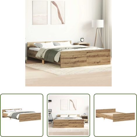 Holz - Bettgestell ohne Matratze Artisan-Eiche 140x200cm Holzwerkstoff (1/5)