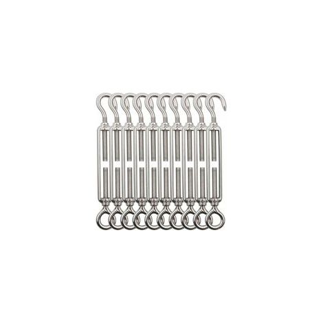 Lot de 10 tendeurs réglables M5 en acier inoxydable, crochet et œil, pour fil, clôture, éclairage – (1/4)