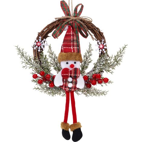 Lot 2 couronnes de porte Noël 35 cm rotin déco (1/5)