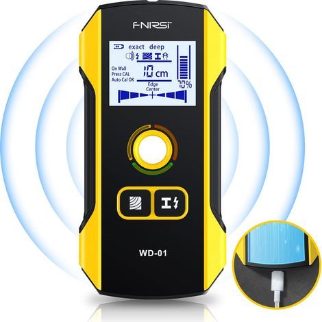 Stud Finder Wall Scanner - 6 in 1 Electronic Wall Wood Stud Finder, Wall Detector with Updated Positioning Hole for Center and Edge of Wood AC Wire Metal Studs Joist Pipe (1/4)