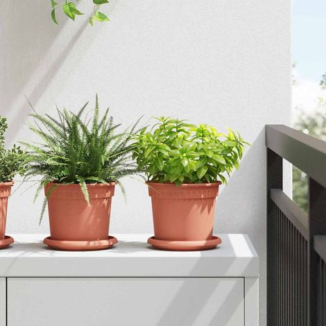vidaXL Vassoio Rotondo per Fiori 6 pcs Rosso Mattone Ø 14 x 2 cm