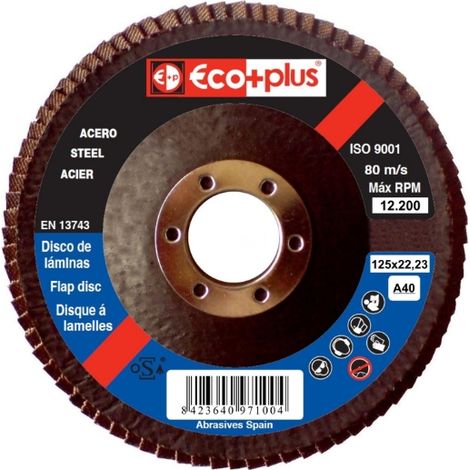 DISCO LAMINAS ECO+PLUS D.125 EA-40 SOPORTE FIBRA - ABRATOOLS