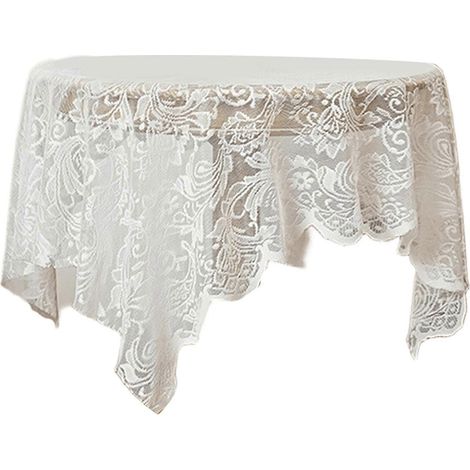 Nappe ajourée respirante, lavable en machine, en dentelle, en polyester résistant, pour une utilisation intérieure et extérieure, blanche. (1/5)