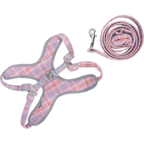 Harnais et laisse pour chien, gilet de dressage réfléchissant, collier de poitrine ajustable, rose rouge XXS (1/5)
