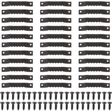 Healeved Lot de 100 crochets pour tableaux en acier inoxydable noir, à motif dentelé, antirouille et