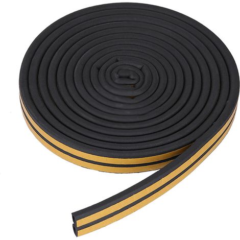 Bande d'étanchéité auto-adhésive pour porte et fenêtre, 5 mètres, 9x6mm, bande d'étanchéité en caoutchouc (noir)