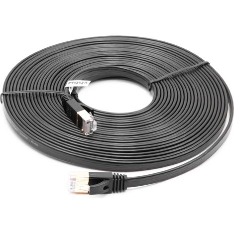 vhbw Netzwerkkabel LAN Kabel Patchkabel Cat7, 8 m Schwarz, Flach (1/2)