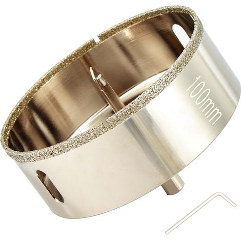 Scie cloche diamant de 100mm avec foret pilote, pointe pour carrelage de 100mm avec foret de guidage au centre pour verre, porcelaine, carrelage, céramique, marbre et granit (1/5)