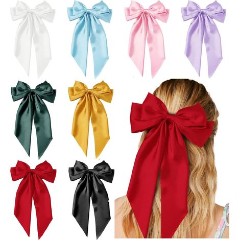 Set di 8 accessori per capelli da donna con fiocchi, fasce per capelli, fermagli per capelli e coda lunga in stile vintage. (1/3)