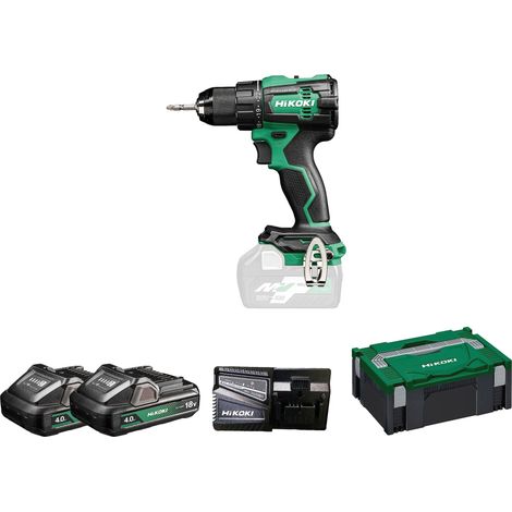 HiKOKI Akku Bohrschrauber DS18DE (18 V, 4,0 Ah Li-ion Akku, Festdrehmoment 70Nm, motore brushless, control de forza reattiva, 22 Drehmoment-Einstellungen, LED, Zubehör, im Transportkoffer)