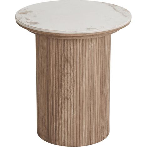 Isa Couchtisch Eckentisch Ø45cm Keramik weiß.