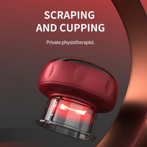 Ventouse Électrique de Massage, Appareil de Ventouses Chauffant, Aspiration Réglable 12 Niveaux, Rechargeable, Rouge (1/4)