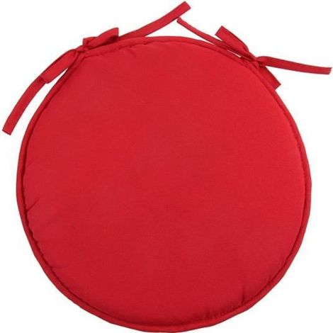 Galette de chaise ronde - Nelson - Rouge griotte - 37 cm - 100% polyester - Intérieur (1/2)