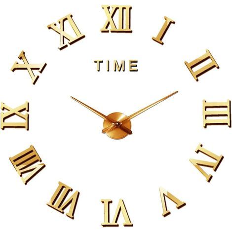 Horloge murale 3D à faire soi-même, moderne et silencieuse, grande horloge murale, autocollant miroir XXL (1/4)