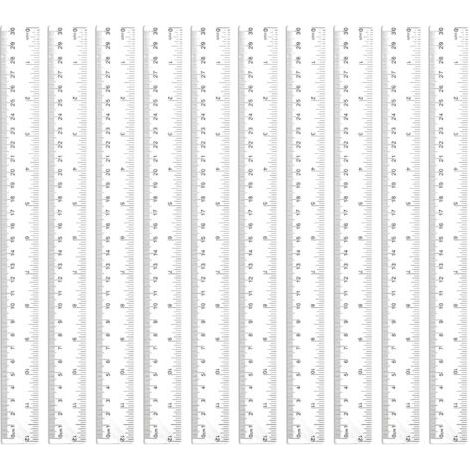 BUNTHAUS Lot de 10 règles en plastique transparent de 30 cm Règles droites en plastique avec échelle métrique pouces Outil de mesure de précision pour l'école, le bureau, la maison (1/5)