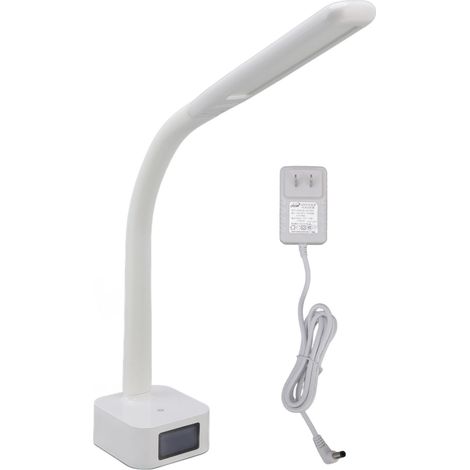Lampe de bureau LED à 3 vitesses gradation, protection oculaire, bras souple en silicone, affichage numérique avec réveil, prise US 100-240V (1/5)