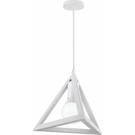 Lustre abat-jour suspension vintage cage forme triangulaire e27 lampe plafonniers style retro industrielle blanc - 1pcs - Blanc BLOW (1/4)