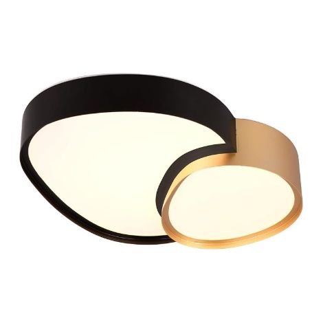 RISE PLAFONIERA A LED 21W 2400lm, 2700 -6500K FORMA ORGANICA NERA E ORO CON TELECOMANDO MULTIFUNZIONE L. 44CM DIMMERABILE