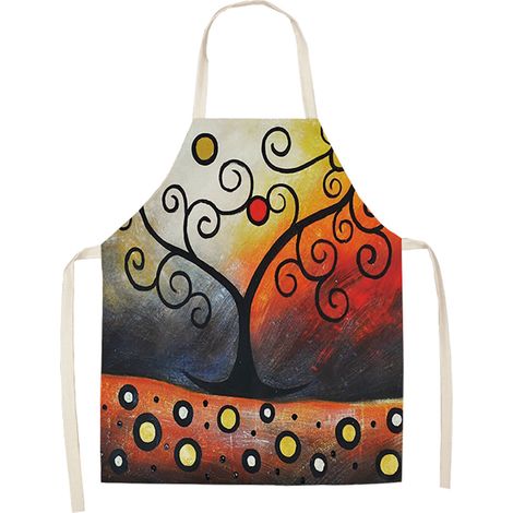 Tablier De Cuisine - Motif Arbre Dessin Animé - Imperméable Et Résistant - Pour Cuisson Et Pâtisserie - 1 Pièce (1/2)